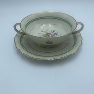Vintage K&B Krautheim,Selb Bavaria MusettaTwo-Handled Soup Dish with Saucer